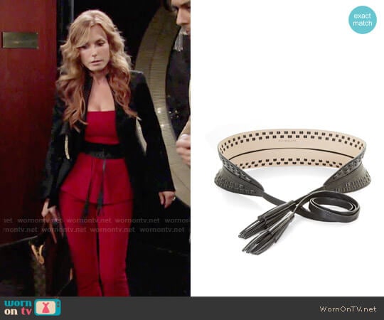 Bcbgmaxazria Whipstitch Faux-Leather Waist Belt worn by Lauren Fenmore (Tracey Bregman) on The Young and the Restless