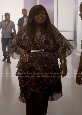 Becky's brown leaf print dress on Empire