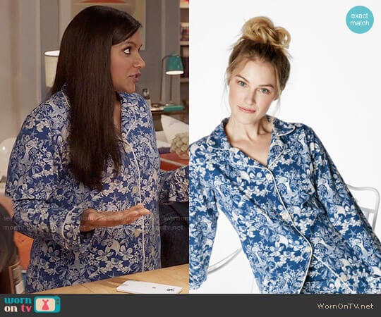 BedHead Navy Under the Sea Print Pajamas  worn by Mindy Lahiri (Mindy Kaling) on The Mindy Project