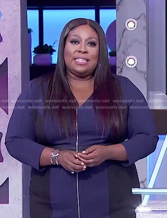 Loni’s blue zipper front sheath dress on The Real