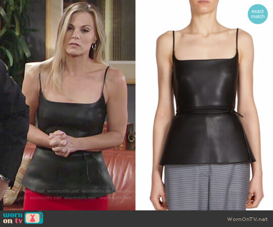 Cédric Charlier Faux Leather Top worn by Phyllis Newman (Gina Tognoni) on The Young & the Restless