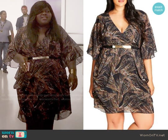 City Chic Midnight Palm Belted Dress worn by Becky (Gabourey Sidibe) on Empire