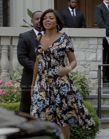 Cookie’s black floral off-shoulder dress on Empire