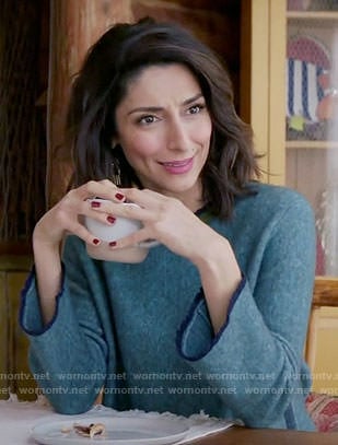 Delia’s teal sweater on Girlfriends Guide to Divorce