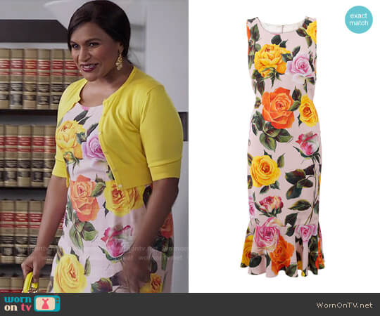 Dolce & Gabbana Floral Print Dress worn by Mindy Lahiri (Mindy Kaling) on The Mindy Project