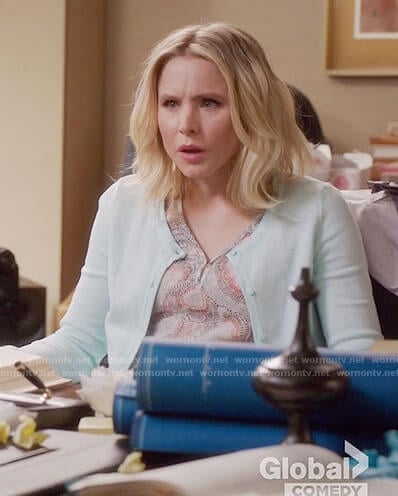 Eleanor's dotted print v-neck top on The Good Place