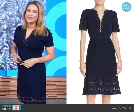 WornOnTV: Ginger’s blue v-neck lace inset dress on Good Morning America ...