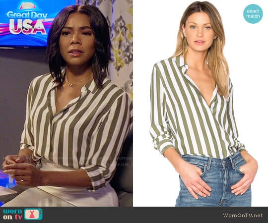 Equipment Essential Shirt in Bright White & Four Leaf Clover worn by Mary Jane Paul (Gabrielle Union) on Being Mary Jane