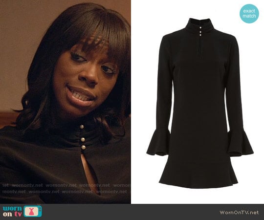 Exclusive for Intermix Kiki Faux Pearl Button Neckline Dress worn by Molly Carter (Yvonne Orji) on Insecure