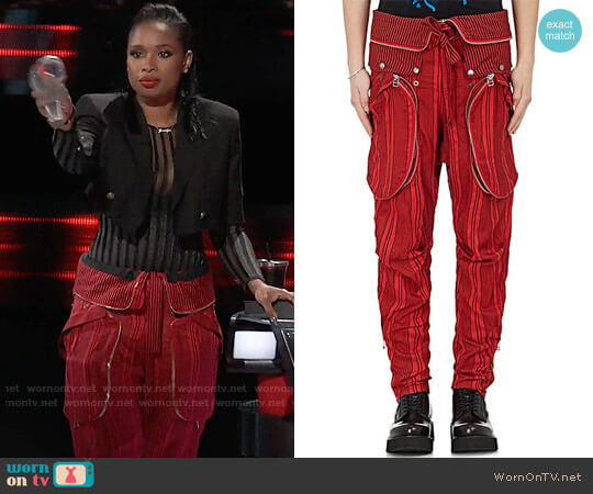 Faith Connexion Mens Striped Silk Cargo Pants worn by Jennifer Hudson on The Voice