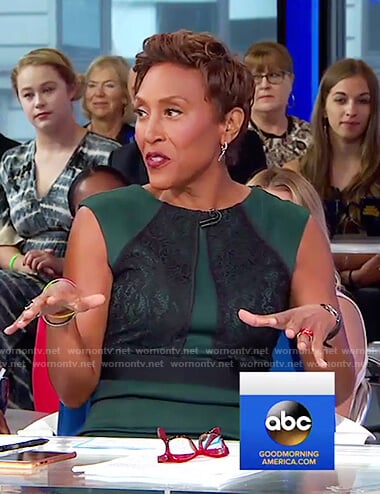 WornOnTV: Robin’s green lace detail sheath dress on Good Morning ...