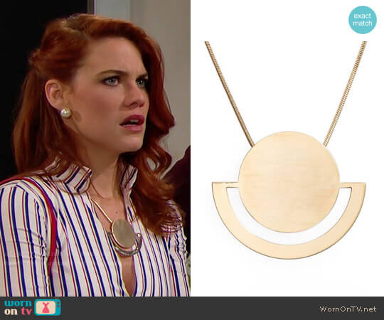 Halogen Horizon Disc Pendant Necklace worn by Sally Spectra (Courtney Hope) on The Bold & the Beautiful
