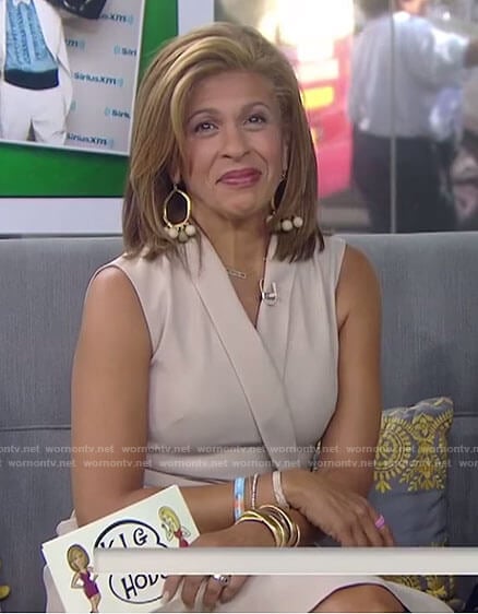 Hoda’s beige sleeveless wrap dress on Today