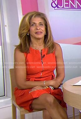 Hoda’s orange zip front dress on Today