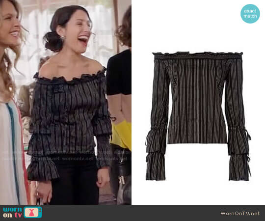 Exclusive for Intermix Sophia Top worn by Abby McCarthy (Lisa Edelstein) on Girlfriends Guide to Divorce