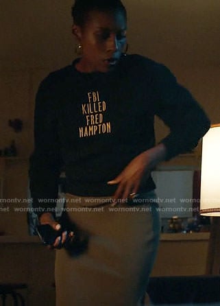 Issa's 'FBI Killed Fred Hampton' Sweater on Insecure