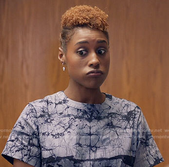 Issa’s marbled print dress on Insecure