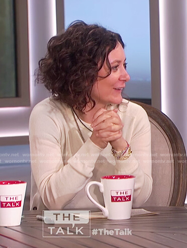 Sara’s ivory side button sweater on The Talk