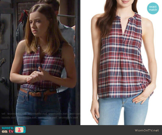 Joie Aruna Plaid Top worn by Coco Spectra (Courtney Grosbeck) on The Bold and the Beautiful