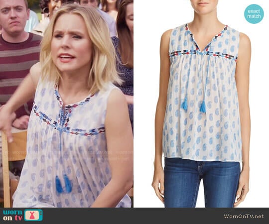 Joie Ernesta Embroidered Top worn by Eleanor Shellstrop (Kristen Bell) on The Good Place