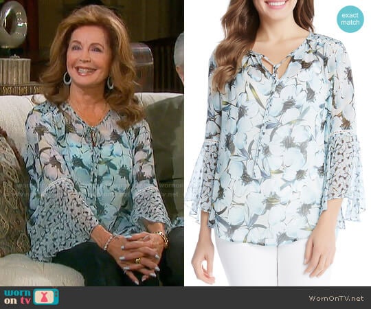 Karen Kane Floral Bell Sleeve Peasant Blouse  worn by Maggie Horton (Suzanne Rogers) on Days of our Lives