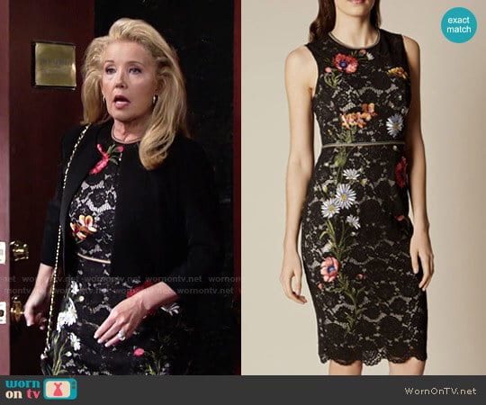 Karen Millen Lace Embroidered Pencil Dress worn by Nikki Reed Newman (Melody Thomas-Scott) on The Young and the Restless