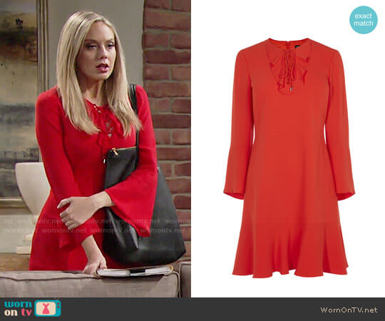 Karen Millen Lace and Frill Neckline Dress worn by Abby Newman (Melissa Ordway) on The Young and the Restless