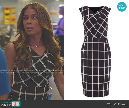 Windowpane Check Dress by Karen Millen worn by Kara Lynch (Lisa Vidal) on Being Mary Jane