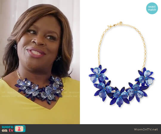 Kate Spade Crystal Flower Statement Necklace worn by Barbara (Retta) on Girlfriends Guide to Divorce