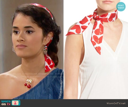 Kate Spade Heart to Heart Skinny Scarf worn by Darlita (Danube Hermosillo) on The Bold and the Beautiful