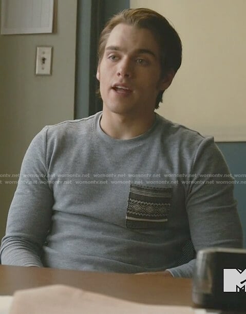 Liam's long sleeve print pocket shirt on Teen Wolf