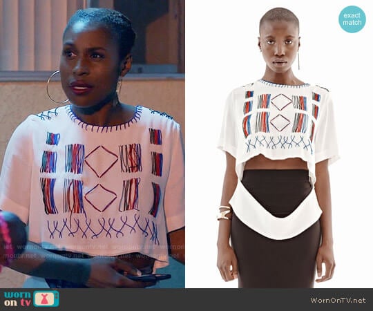 Maki Oh Silk Crepe Fulani Blouse worn by Issa Dee (Issa Rae) on Insecure