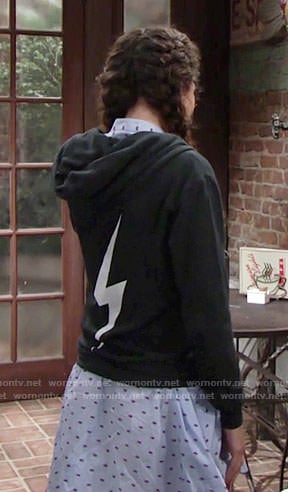 Mattie's hoodie with bolt on the back on The Young and the Restless