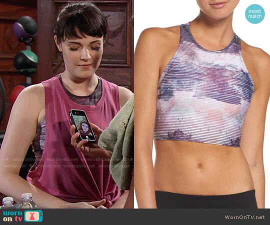 Onzie Peekaboo Longline Sports Bra worn by Tessa Porter (Cait Fairbanks) on The Young and the Restless