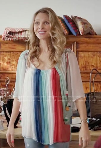 Phoebe's multi colored stripe top on Girlfriends Guide to Divorce