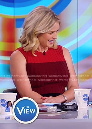 Sara’s red and black ribbed sleevelesss dress on The View