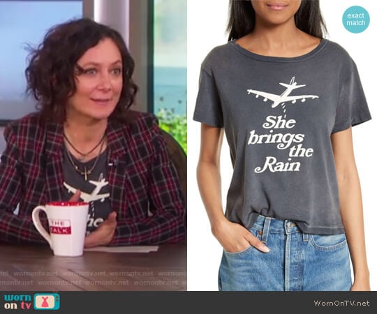 She Brings The Rain Graphic Tee by Re/Done worn by Sara Gilbert on The Talk