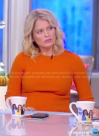 WornOnTV: Sara’s orange ribbed long sleeve dress on The View | Sara ...