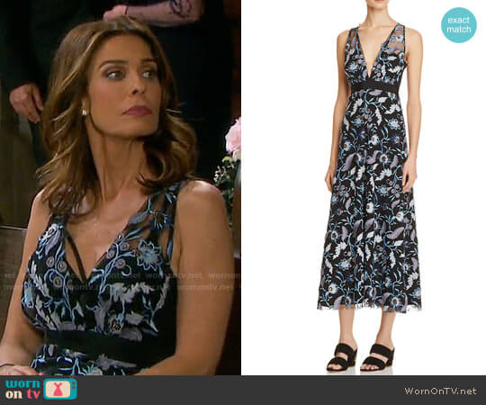 Sandro Blueshine Embroidered Midi Dress worn by Hope Williams (Kristian Alfonso) on Days of our Lives