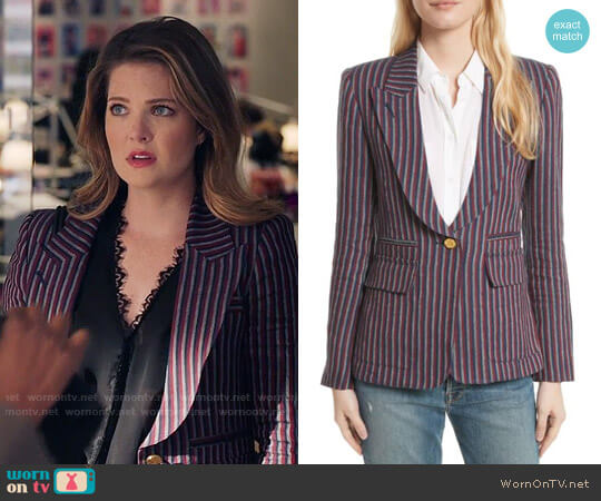 WornOnTV: Sutton’s striped blazer and black lace trim top on The Bold ...