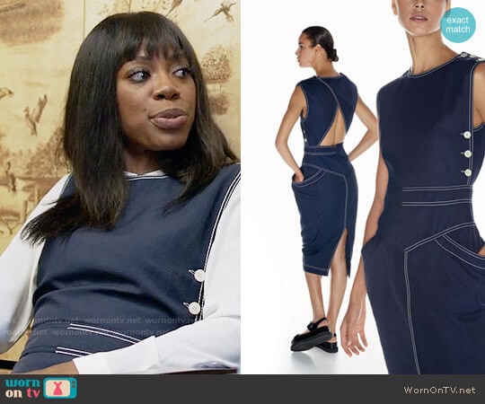 Stella McCartney Sleeveless Topstitched Open-Back Dress worn by Molly Carter (Yvonne Orji) on Insecure