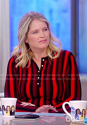 WornOnTV: Sara’s striped ribbed dress on The View | Sara Haines ...