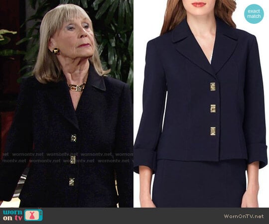 Tahari ASL Levine Turnlock Jacket worn by Dina Mergeron (Marla Adams) on The Young and the Restless