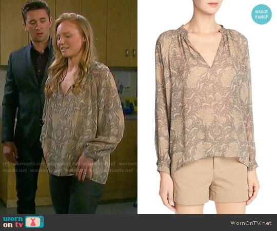 Vince Vintage Floral Blouse worn by Abigail Deveraux (Kate Mansi) on Days of our Lives