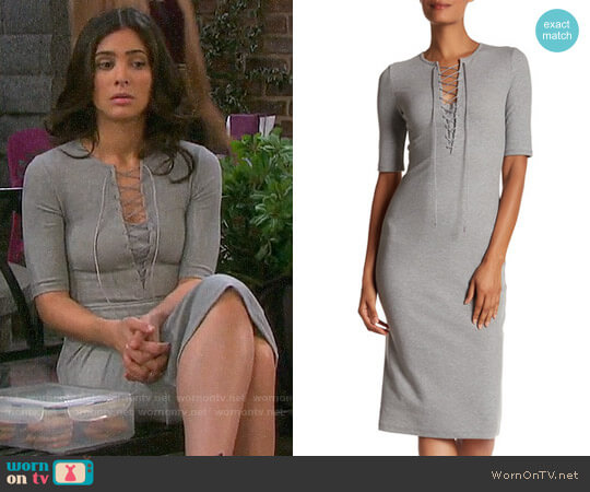 Derek Lam 10 Crosby Ribbed Lace-Up Tee Dress worn by Gabi Hernandez (Camila Banus) on Days of our Lives