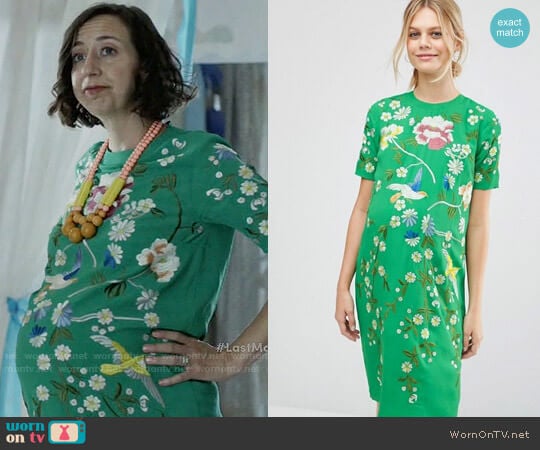 ASOS Maternity Bird and Floral Embroidered Shift  worn by Carol Pilbasian (Kristen Schaal) on Last Man On Earth