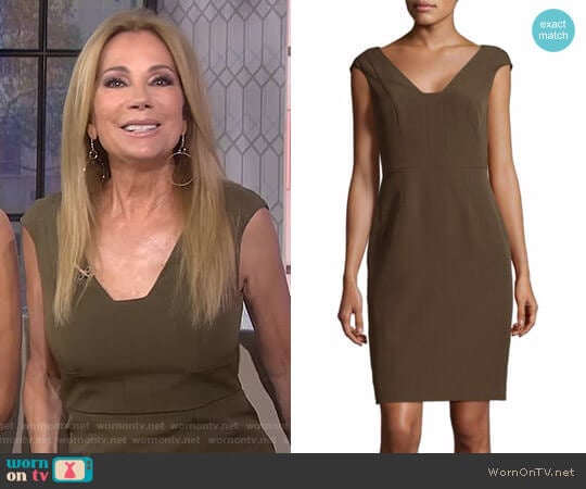 Crepe Sheath Olive Dress by Adrianna Papell worn by Kathie Lee Gifford on Today