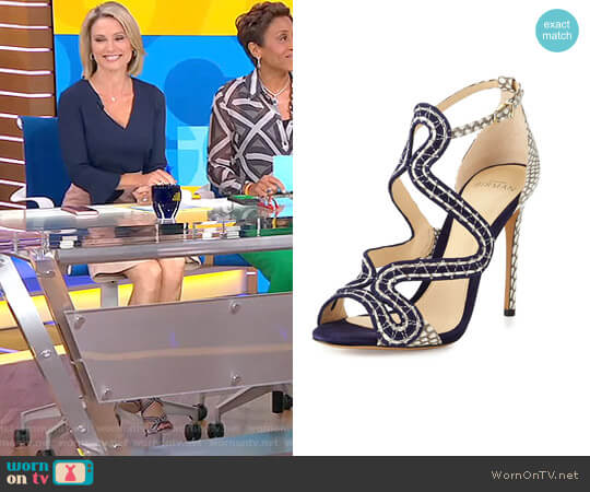 New Alice Suede/Snake Sandal by Alexandre Birman worn by Amy Robach on Good Morning America