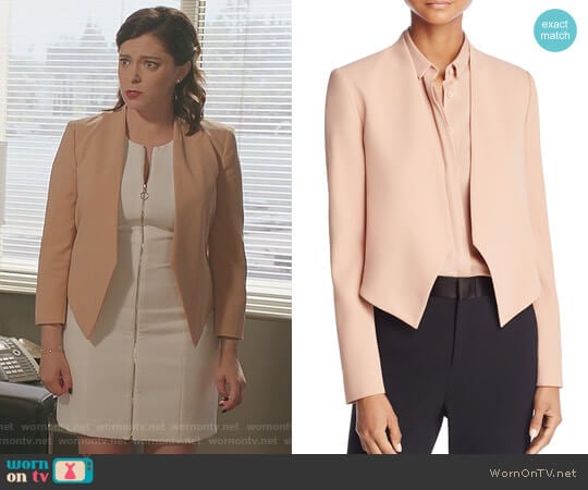 'Roxanne' Collarless Jacket by Alice + Olivia worn by Rebecca Bunch (Rachel Bloom) on Crazy Ex-Girlfriend