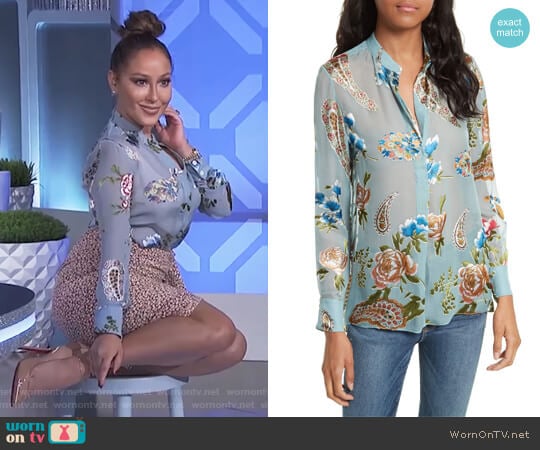 Amos Print Side Slit Tunic by Alice + Olivia worn by Adrienne Houghton on The Real